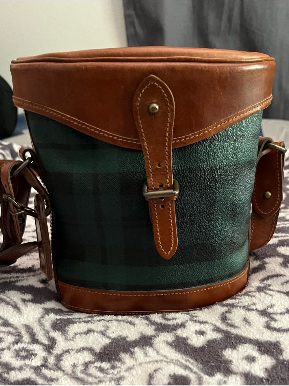 Ralph Lauren Vintage Black Watch Plaid  Leather Trim Shoulder/Crossbody Bag - Picture 14 of 14